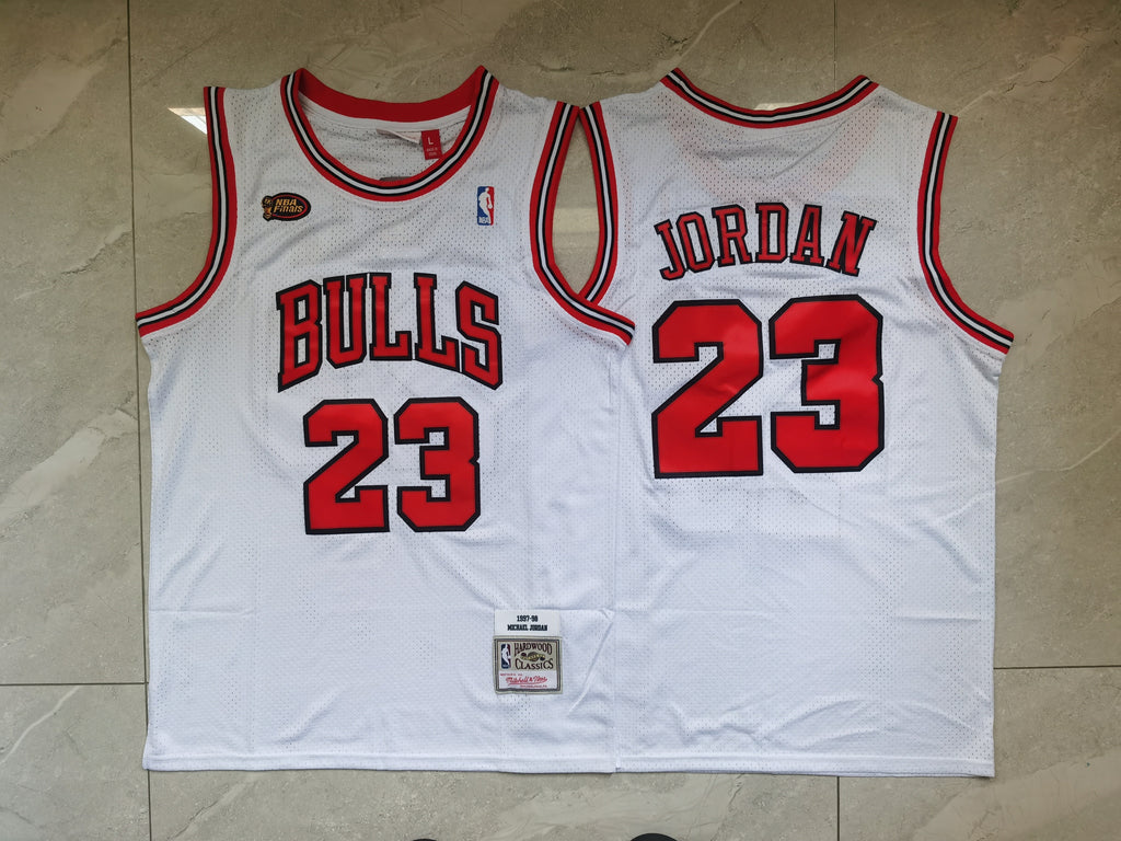 Custom White Chicago Bulls Finals Jersey