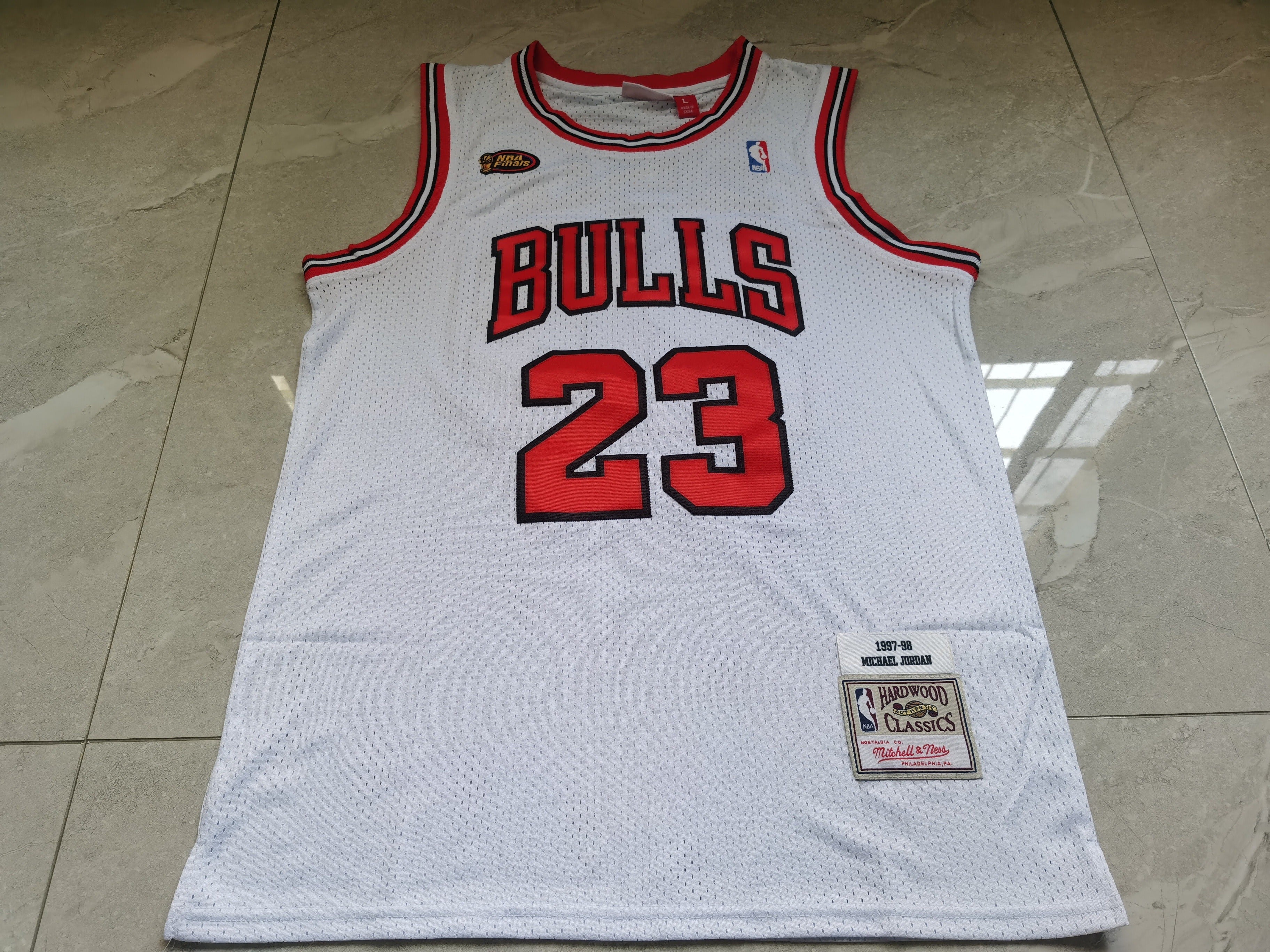 Custom White Chicago Bulls Finals Jersey