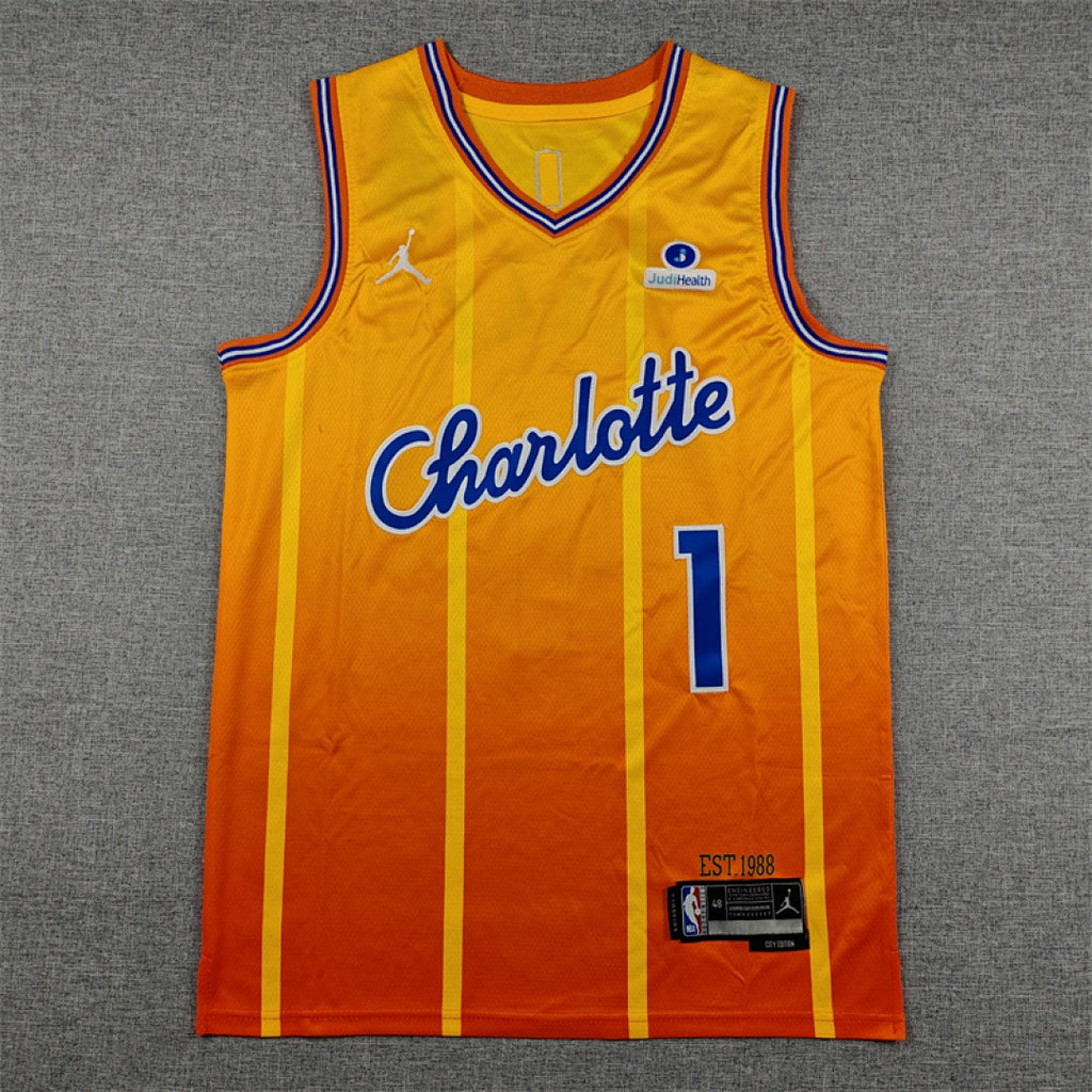 Custom Orange Charlotte Hornets Jersey